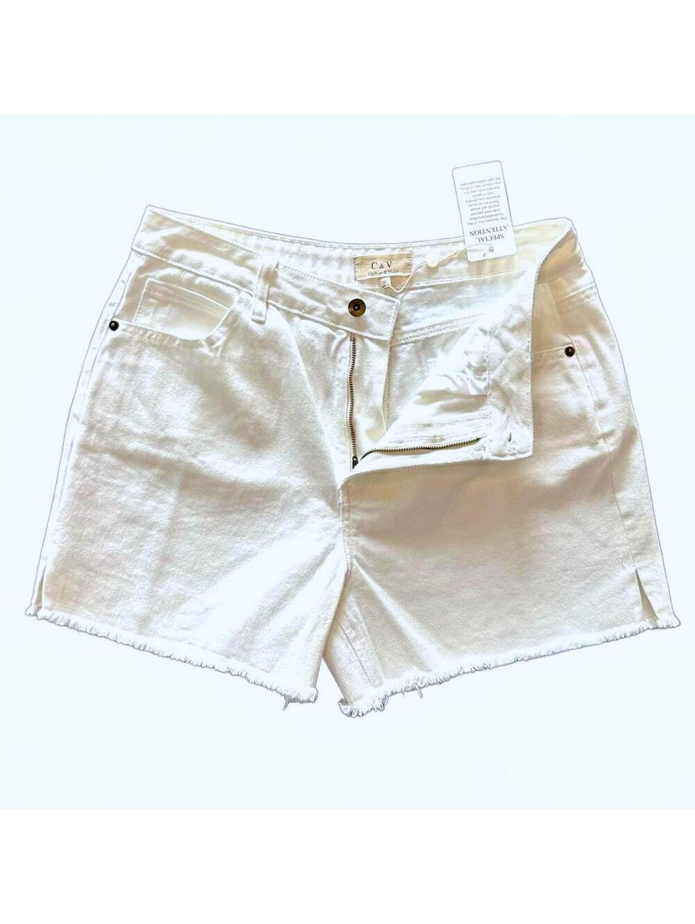 Chelsea & Violet White Denim Frayed Edge Shorts | New with tags | Size 30 | NWT